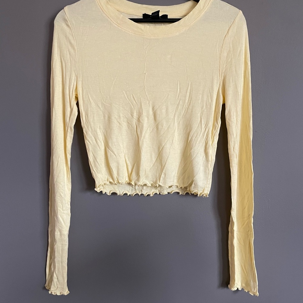 Forever21 Yellow Long Sleeve Crop Top